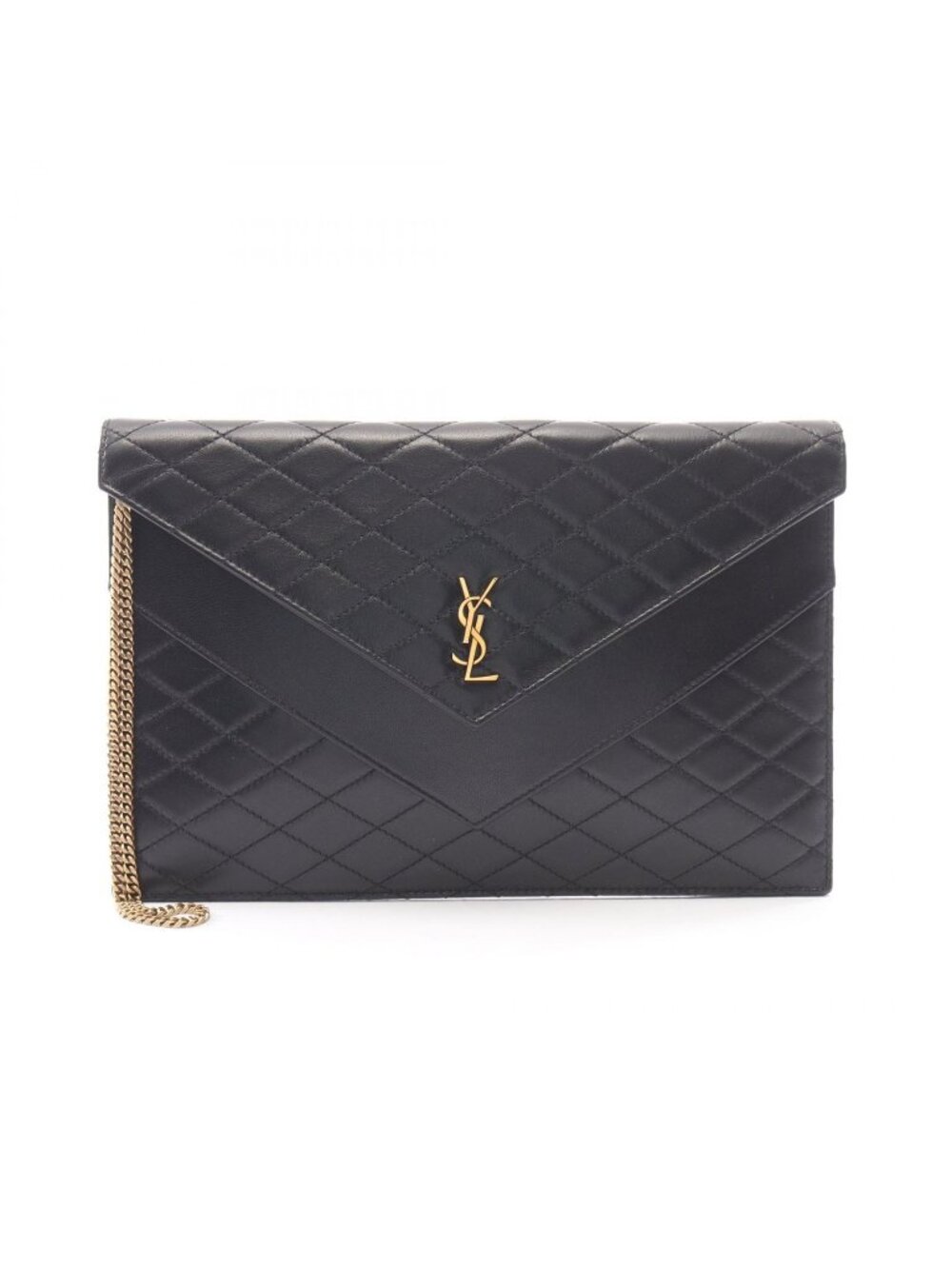Saint Laurent Paris Clutch Gabby Black Leather Flap Chain - Picture 1 of 9